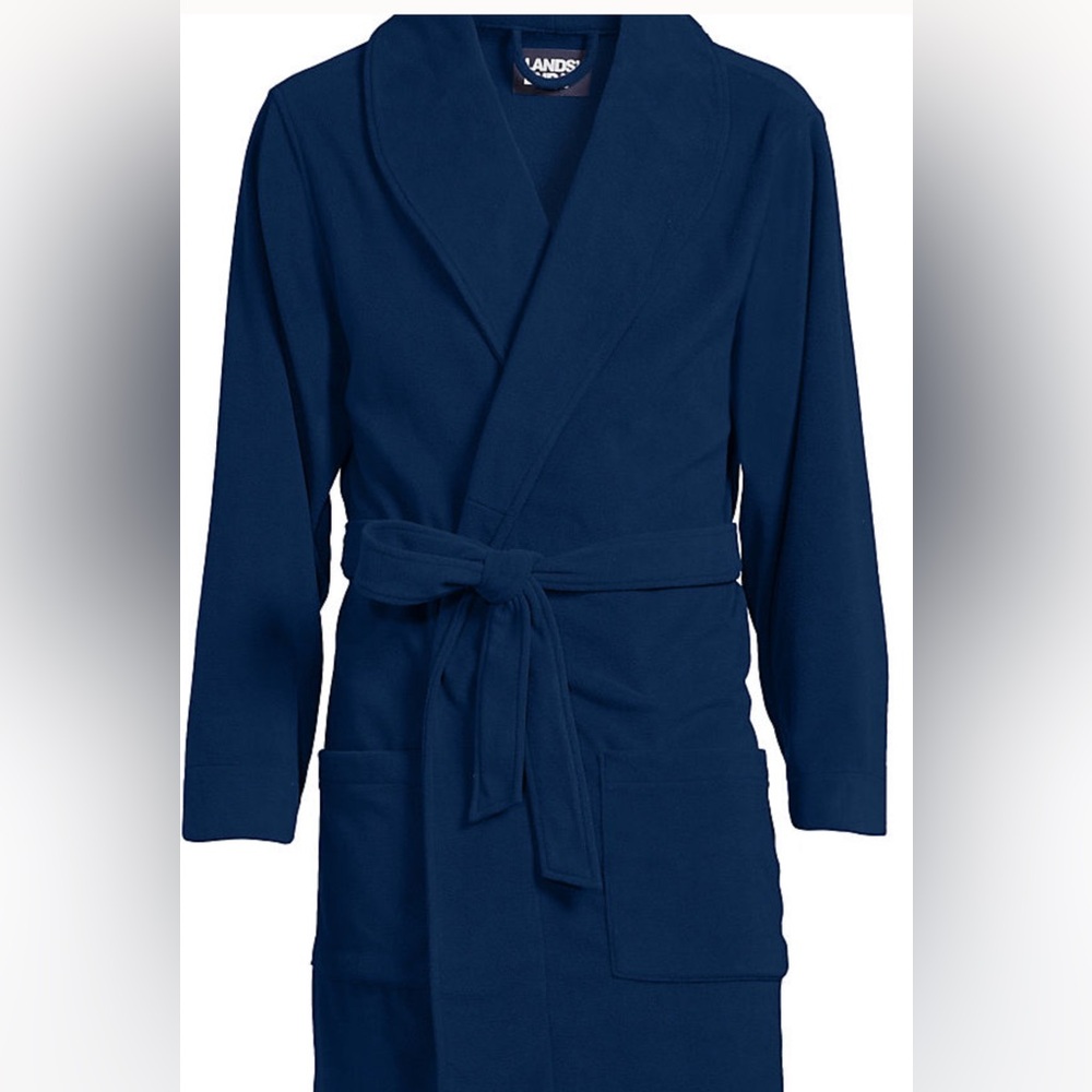 LANDS END -Men’s size xl warm graphite grey fleece robe brand new